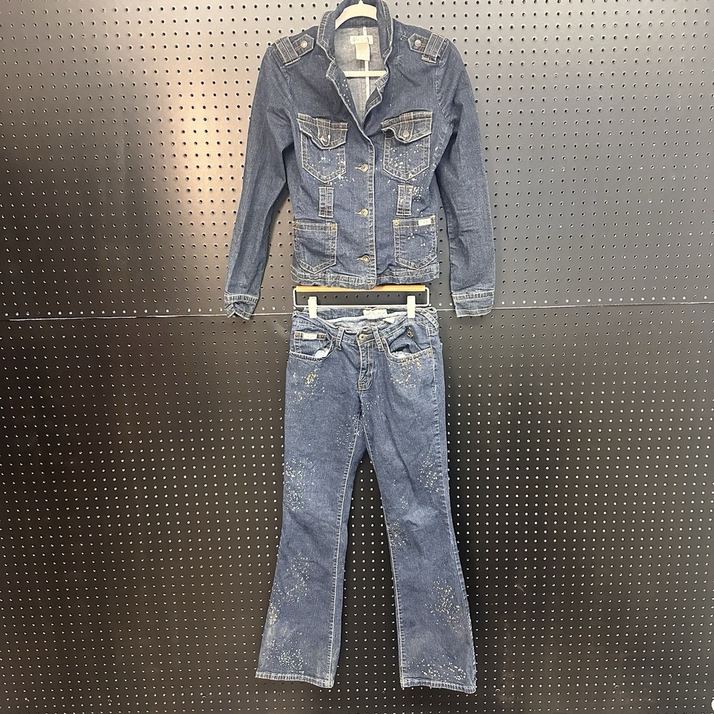Women's Baby Phat Jean Jacket Pant Outfit Small Jacket Size‎ 1 Pants No Belt